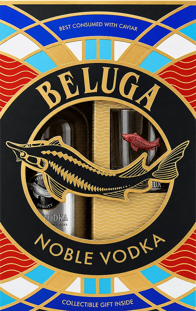 Водка и стакан "Beluga Noble" 700мл