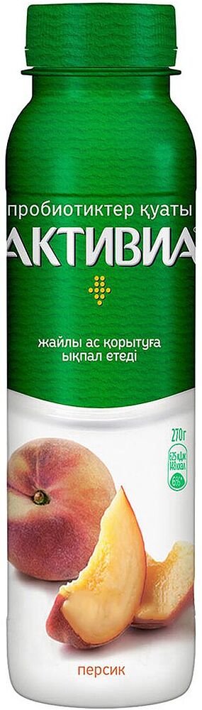 Биойогурт питьевой с персиком "Danone Активия" 270г, жирность: 2.1%
