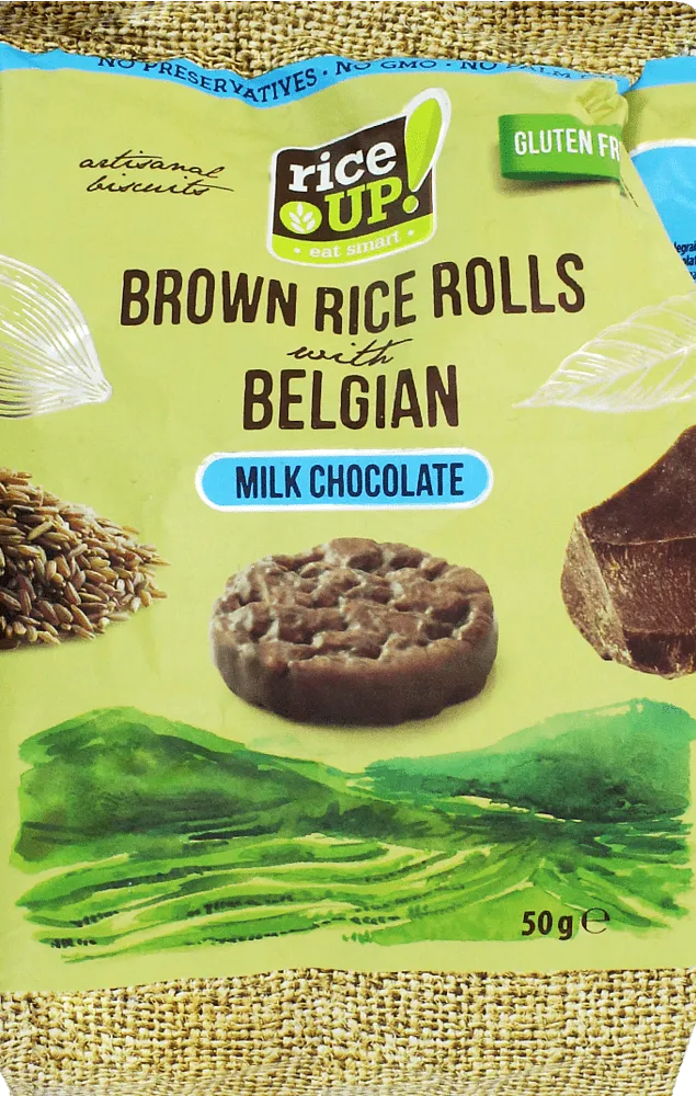 Crispbreads in chocolate "Rice Up Belgian Chocolate" 50g 