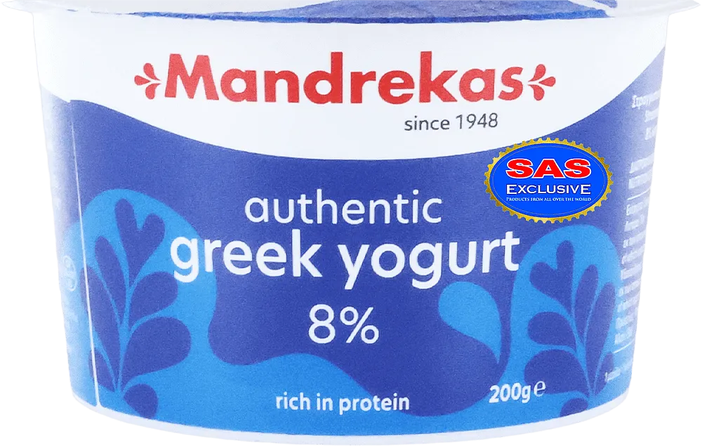 Յոգուրտ հունական «Mandrekas Greek Yogurt» 200գ, յուղայնությունը՝ 8%
