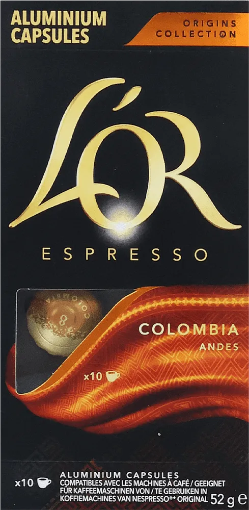 Պատիճ սուրճի «L'OR Espresso Colombia Andes» 10 հատ, 52գ
