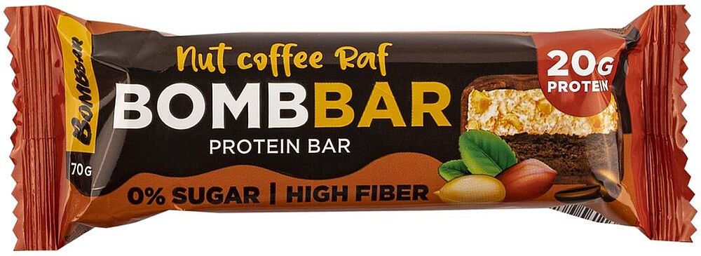 Սպիտակուցային բատոն «Bombbar Nut Coffee Raf» 70գ