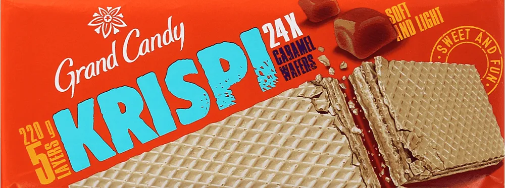 Caramel wafers "Grand Candy Krispi" 220g
