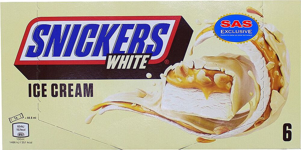 Milk ice cream "Snickers White" 6*40.8g
