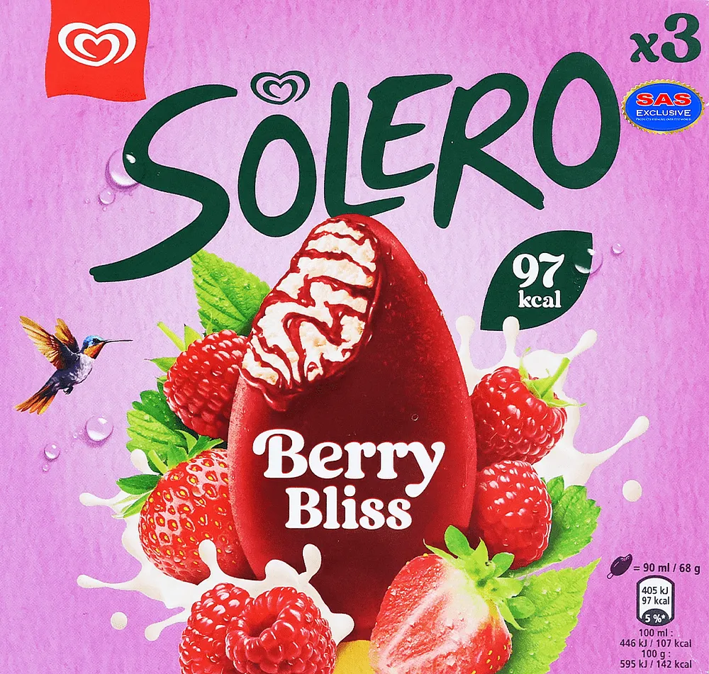 Berry ice cream "Solero Berry Bliss" 204g