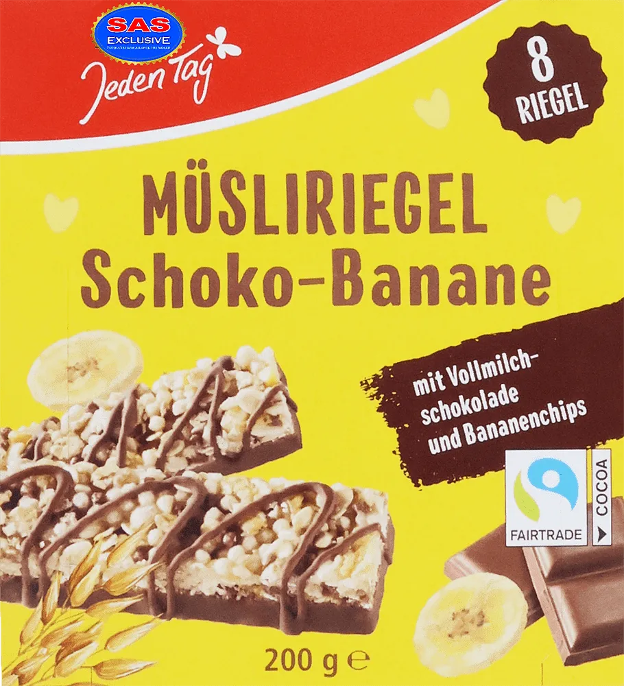 Մյուսլի բատոն շոկոլադով և բանանով «Jeden Tag Schoko-Banan» 200գ
