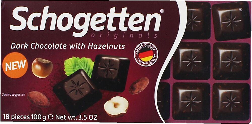 Շոկոլադե սալիկ մուգ՝ պնդուկով «Schogetten» 100գ
