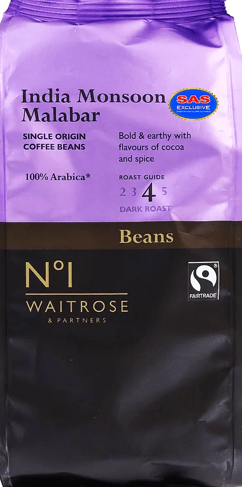 Սուրճ հատիկավոր «Waitrose & Partners India Monsoon Malabar» 227գ