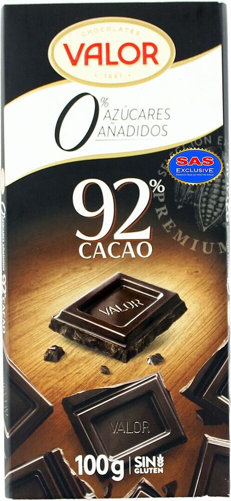 Шоколадная плитка горькая "Valor" 100г