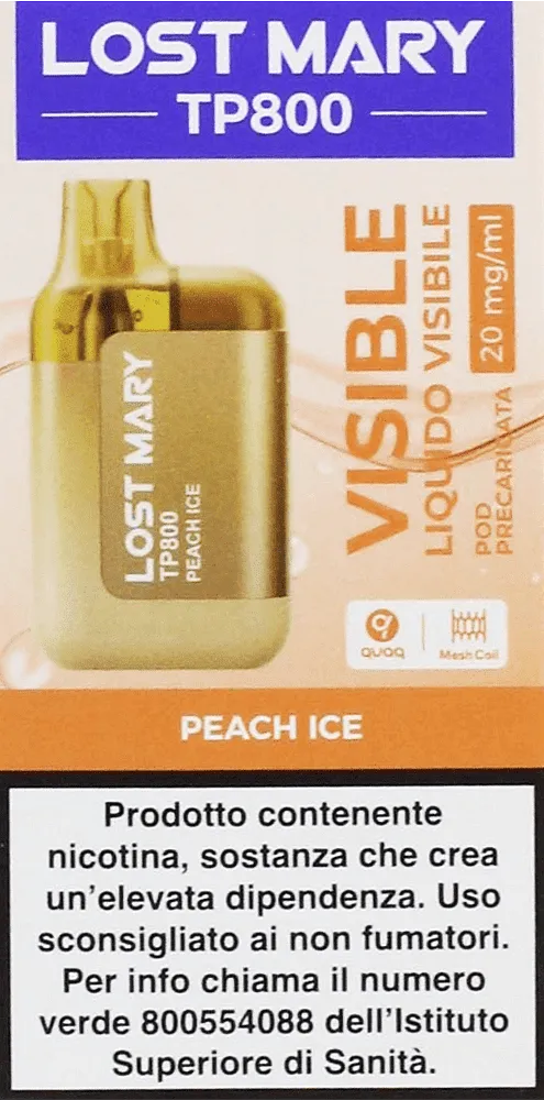 Electric pods with peach ice flavor "Lost Mary" 800 puffs
