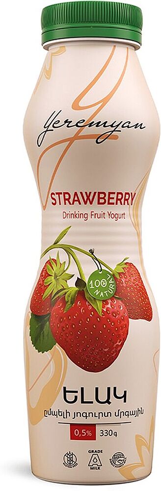 Drinking yoghurt with strawberry "Yeremyan Products" 330g, richness: 0.5%