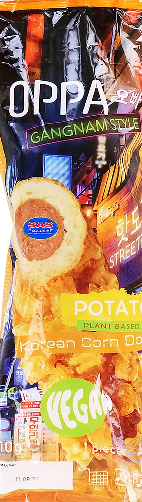 Корн-дог с картофелем и сосиской на растительной основе "Oppa Gangnam Style" 110г
