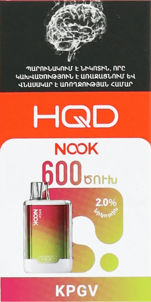 Electric pods "HQD Nook KPGV" 600 puffs
