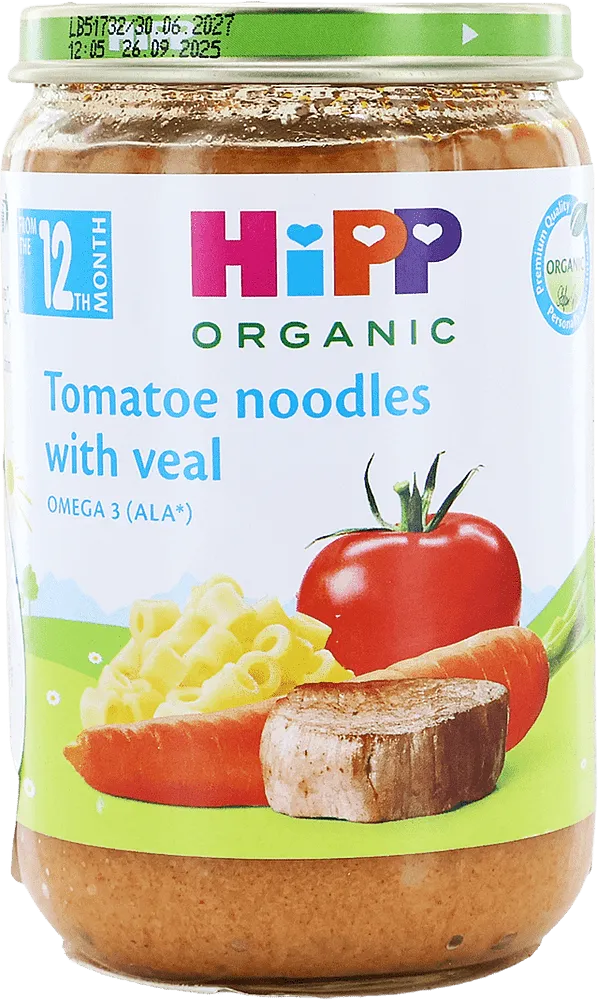 Noodles in tomato sauce with veal "Hipp Organic" 220g 