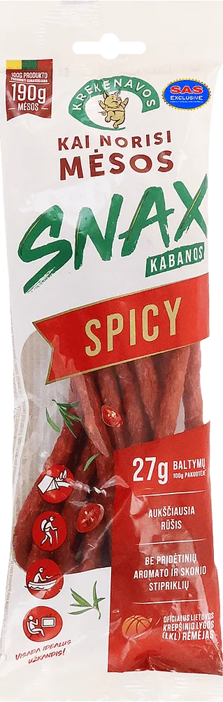 Smoked sausage with paprika "Krekenavos Kai Norisi Mesos Spicy" 100g
