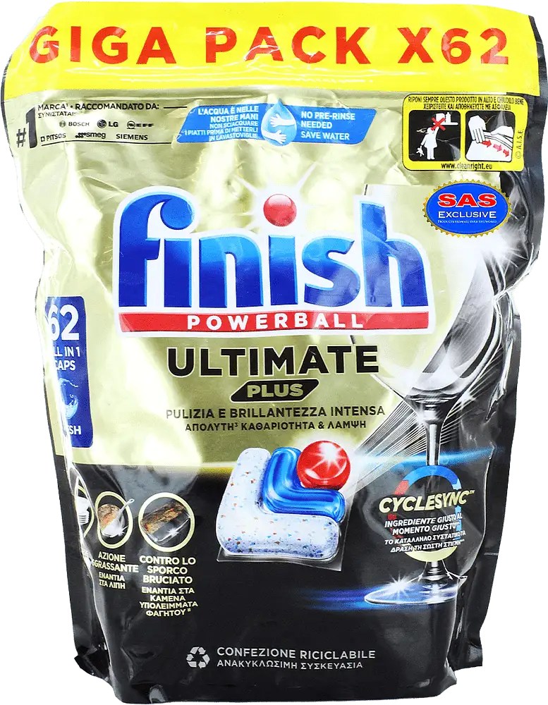 Capsules for dishwasher use "Calgonit Finish Powerball Ultimate Plus" 62 pcs
