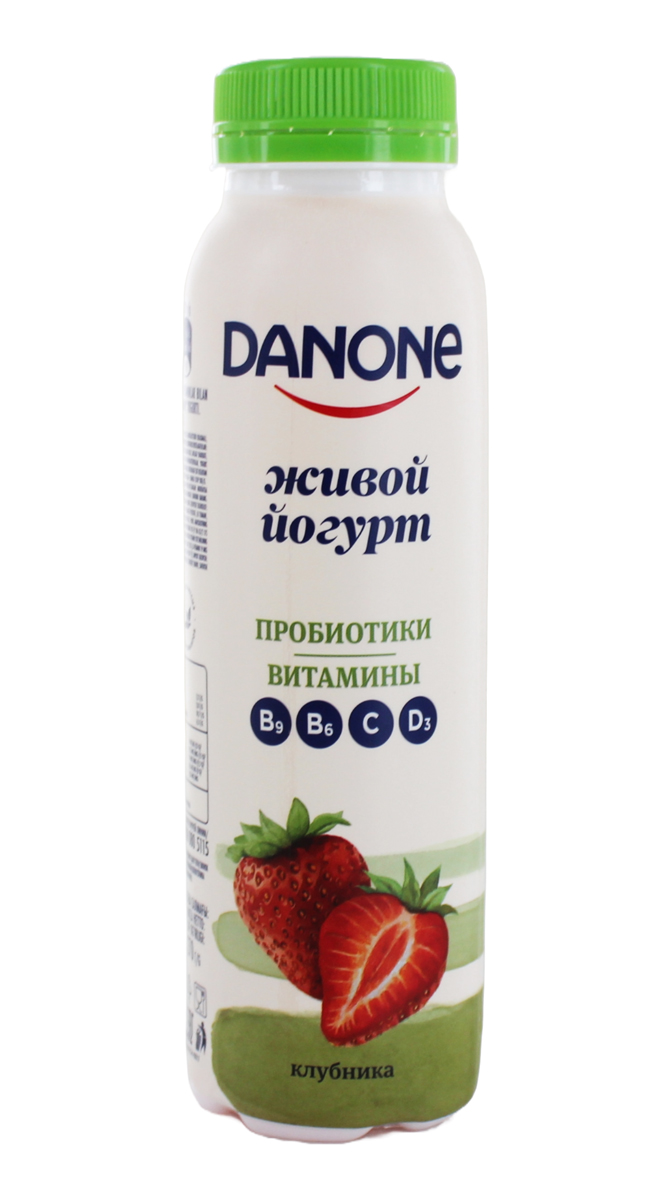 Йогурт питьевой с клубникой "Danone" 270г, жирность: 1.2%