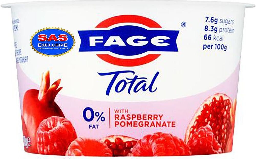 Йогурт с малиной и гранатом "Fage Total" 150г, жирность: 0%