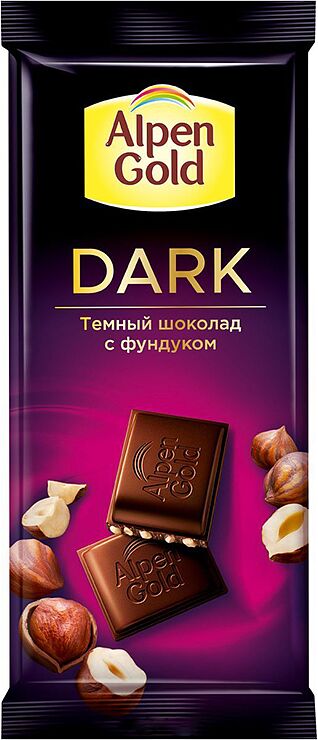 Шоколадная плитка, темная "Alpen Gold Bitter" 85г