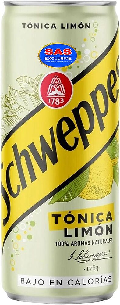 Освежающий газированный напиток "Schweppes Tonica" 0.33л Лимон