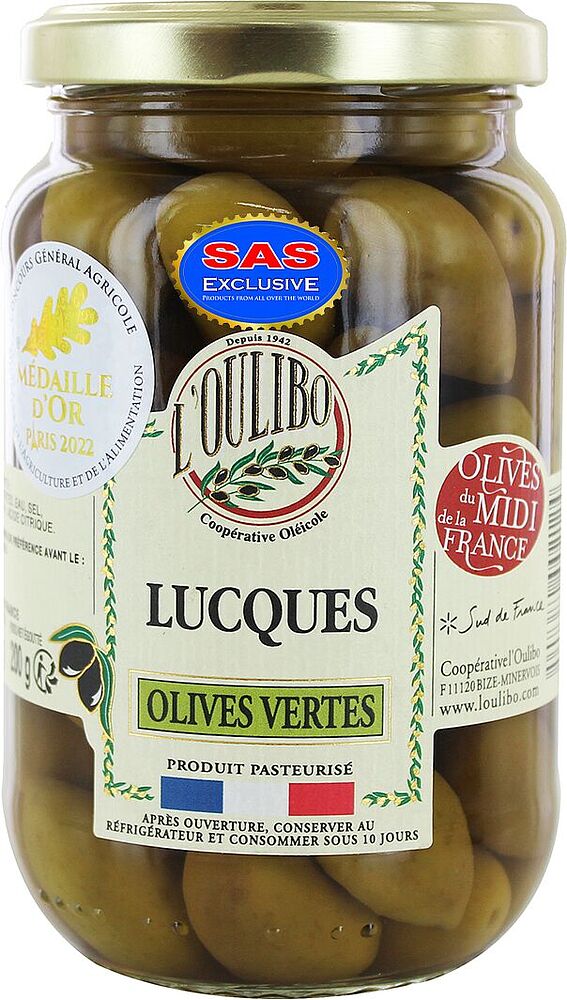Оливки зеленые с косточкой "L'oulibo Lucques" 200г