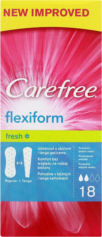 Ежедневные прокладки "Carefree FlexiForm Fresh" 18шт