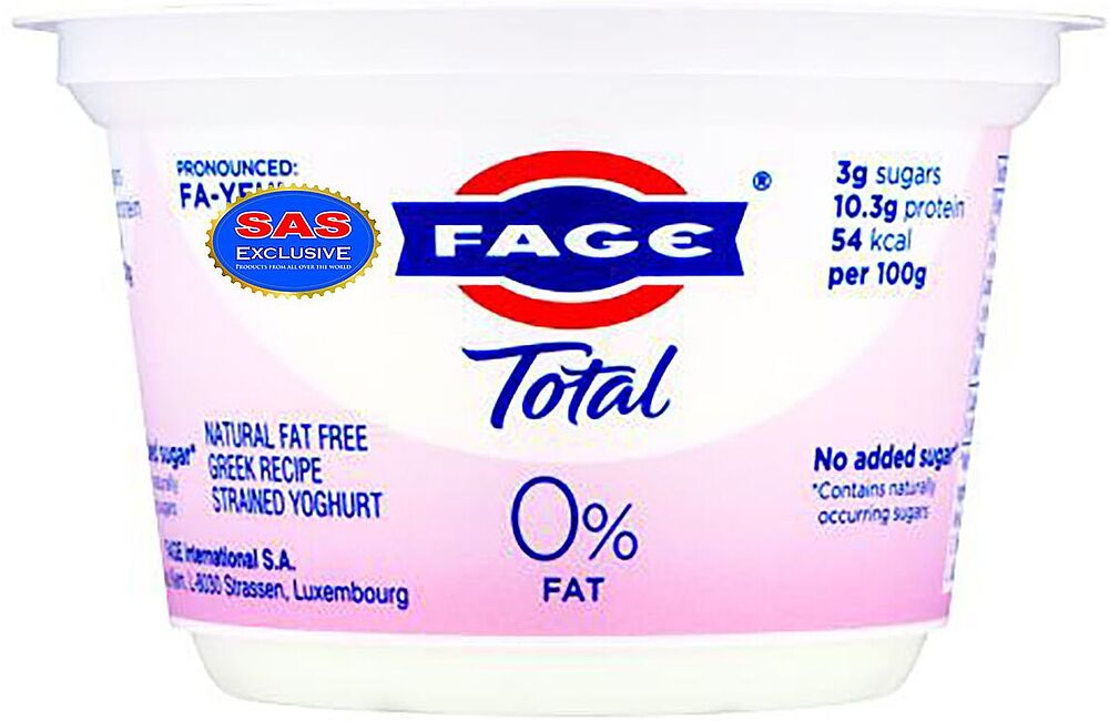 Йогурт натуральный "Fage Total" 150г, жирность: 0%