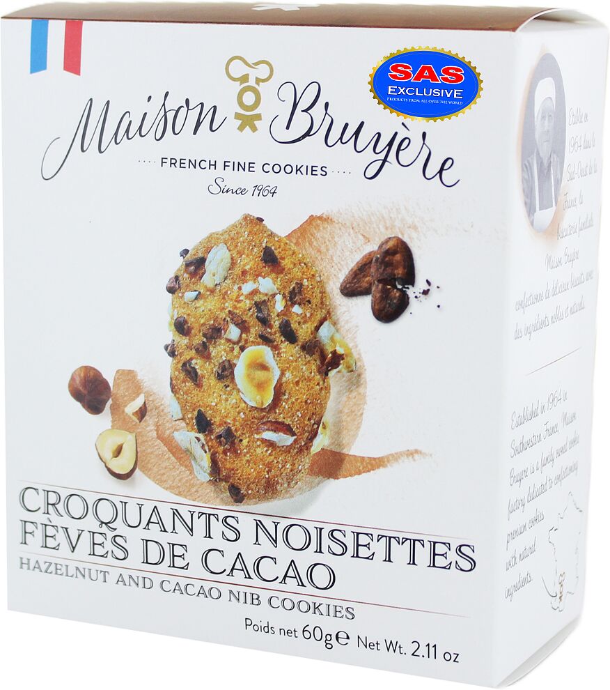 Cookies with cocoa & hazelnuts "Maison Bruyere" 60g