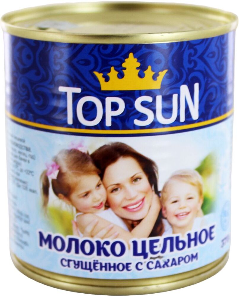 Сгущенное молоко с сахаром "Top Sun" 370г, жирность: 8.5%