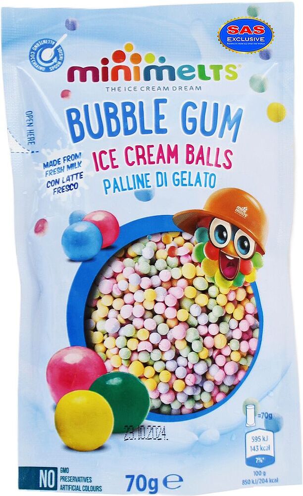 Ice cream with bubble gum flavor "Minimelts Bubble Gum" 70g