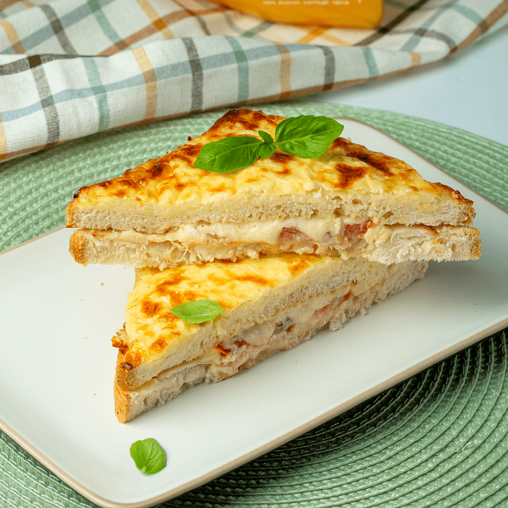 Sandwich with chicken meat (Croque Madame) 1 pcs