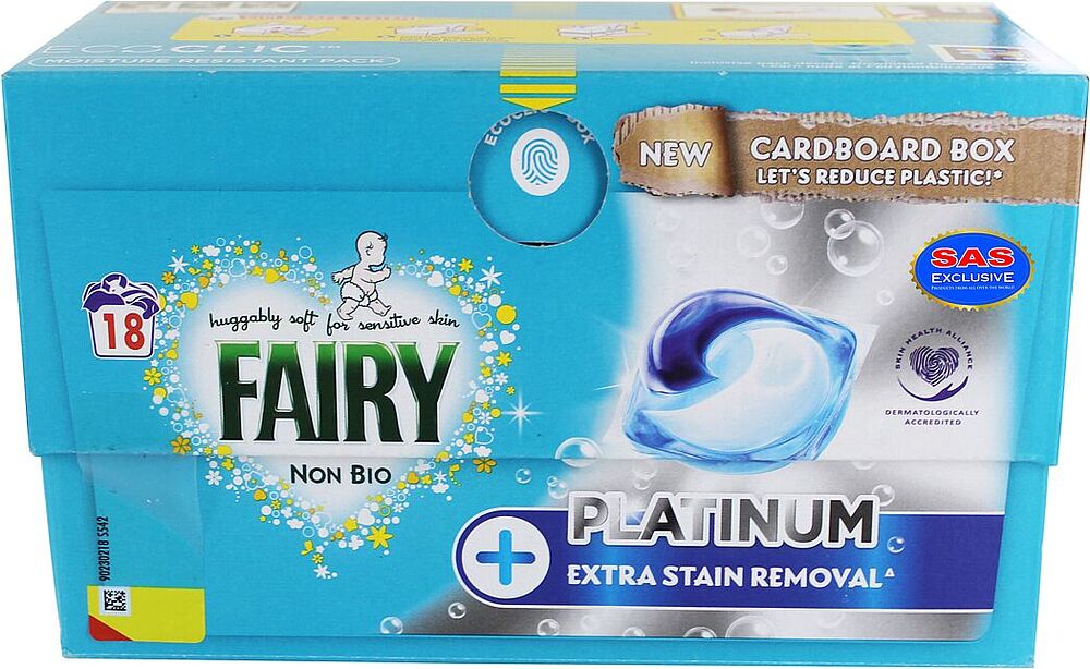 Капсулы для стирки "Fairy Platinum Non Bio" 18 шт Универсальный
 
