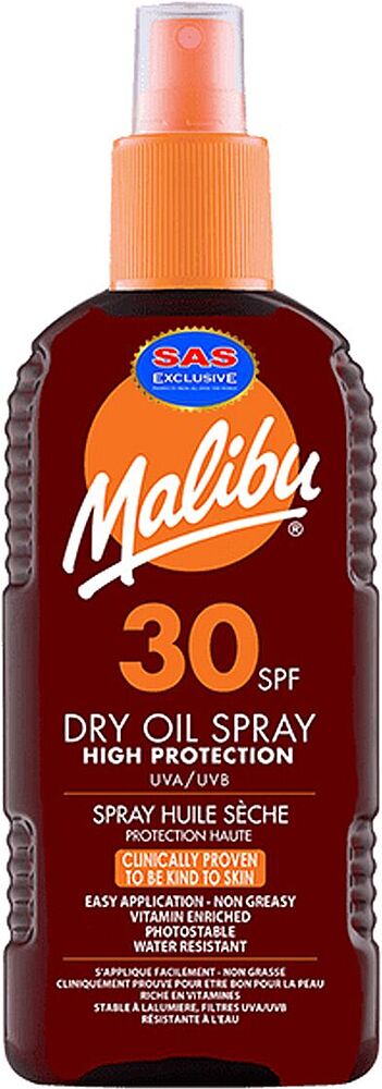 Sunscreen oil-spray "Malibu Dry Oil 30SPF" 200ml