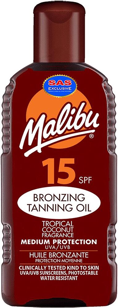 Tanning оil-spray "Malibu Coconut 15 SPF" 200ml
