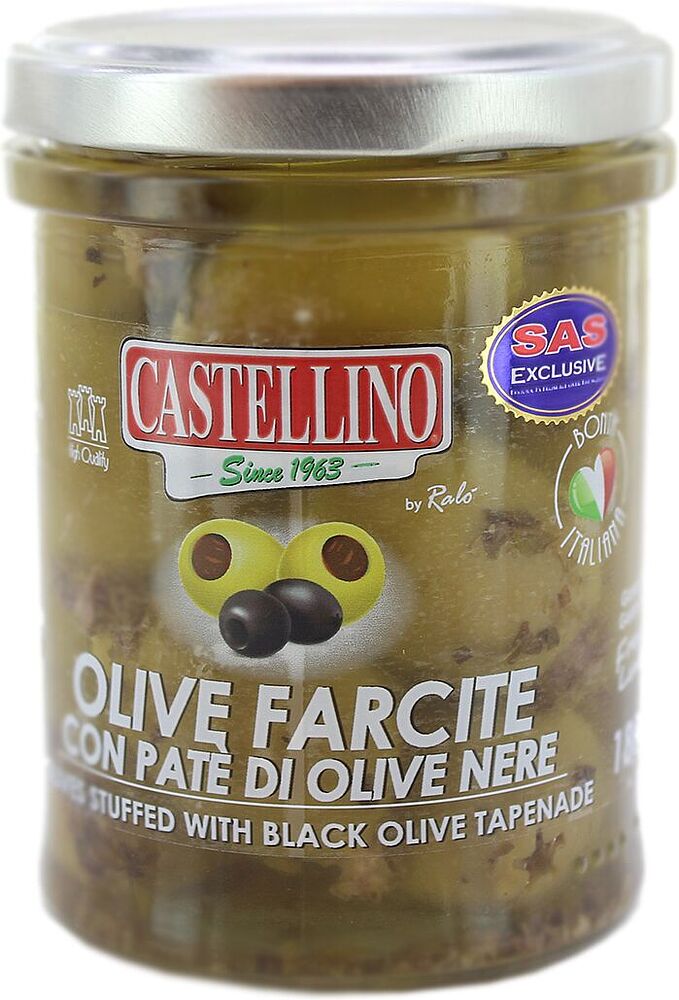 Green olives with black minced olives "Castellino" 180g
