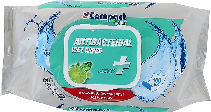 Wet antibacterial wipes "Compact Golf" 100 pcs