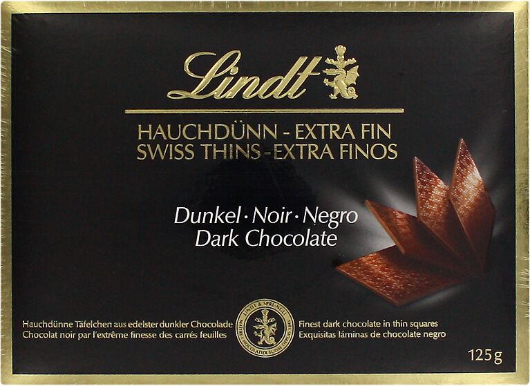Шоколадная плитка темная с клюквой "Lindt Hauchdunn - Extra Fin" 125г 