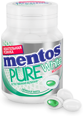 Жевательная резинка "Mentos Pure White" 54г Мята