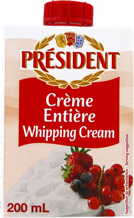 Cream for whipping "Président" 200ml, richness: 35% 