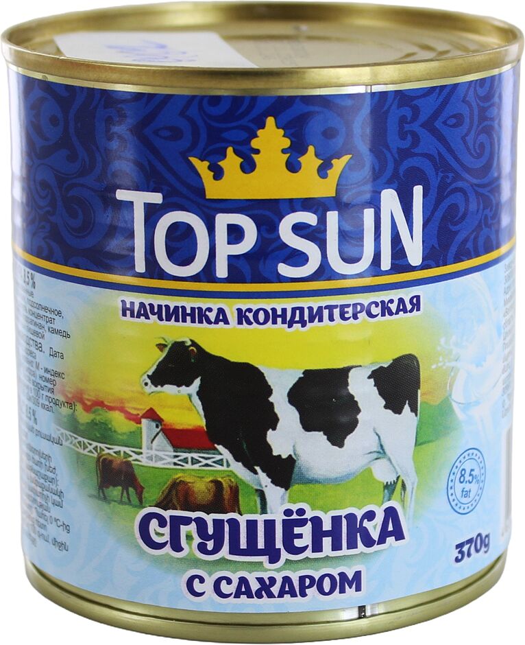 Сгущенное молоко с сахаром "Top Sun" 370г, жирность: 8.5%
