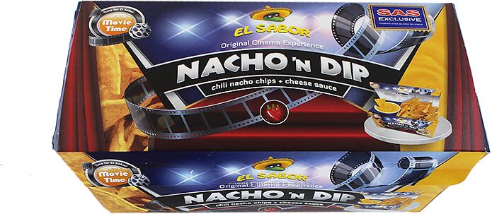Чипсы с соусом "El Sabor NACHO'n DIP" 175г Чили и Сыр