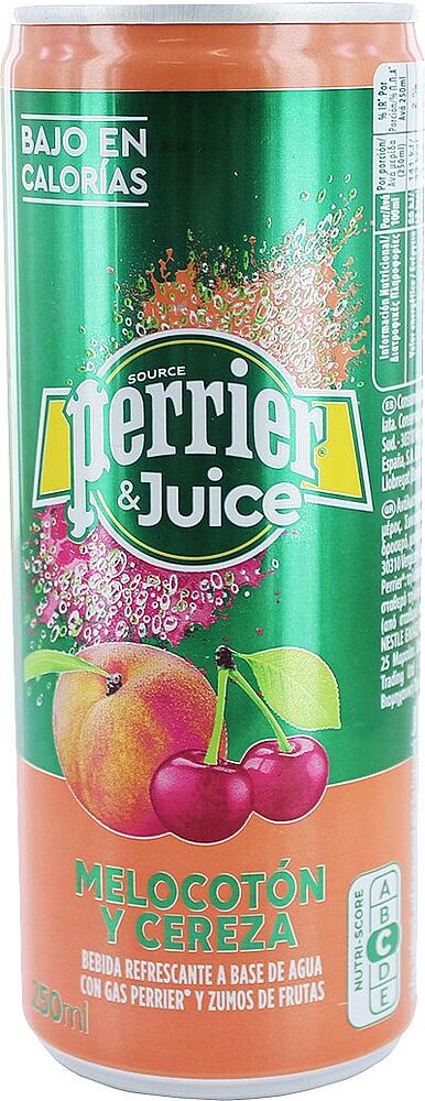 Освежающий газированный напиток "Perrier & Juice" 0.25л Персик и Вишня