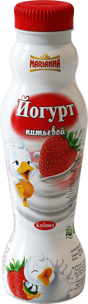 Drinking yoghurt with strawberry "Marianna" 270g, richness:1.5%