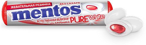 Chewing gum "Mentos Pure White" 15.5g Strawberry 
