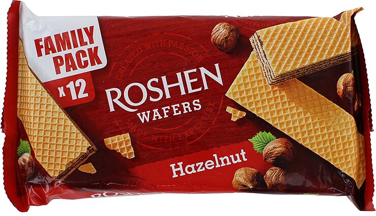 Wafer with hazelnut filling "Roshen Wafers Hazelnut" 216g