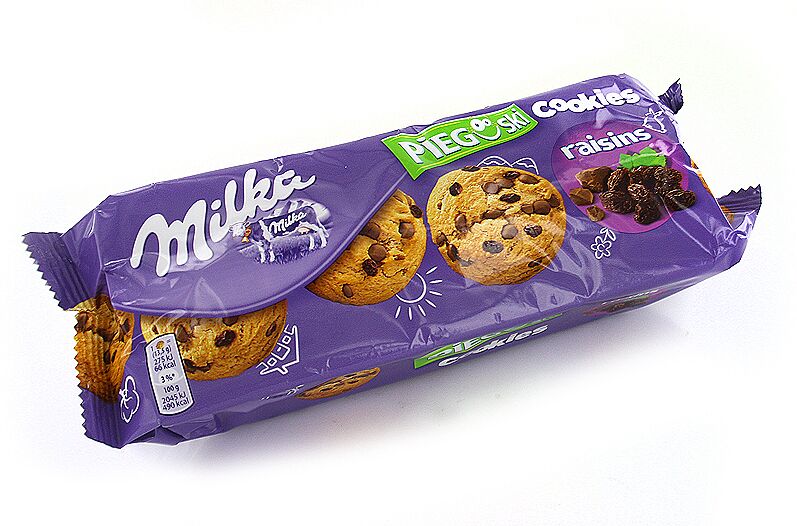 Печенье с кусочками шоколада и изюма "Milka Pieguski" 135г