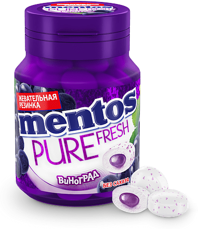 Chewing gum "Mentos Pure Fresh" 54g Grape