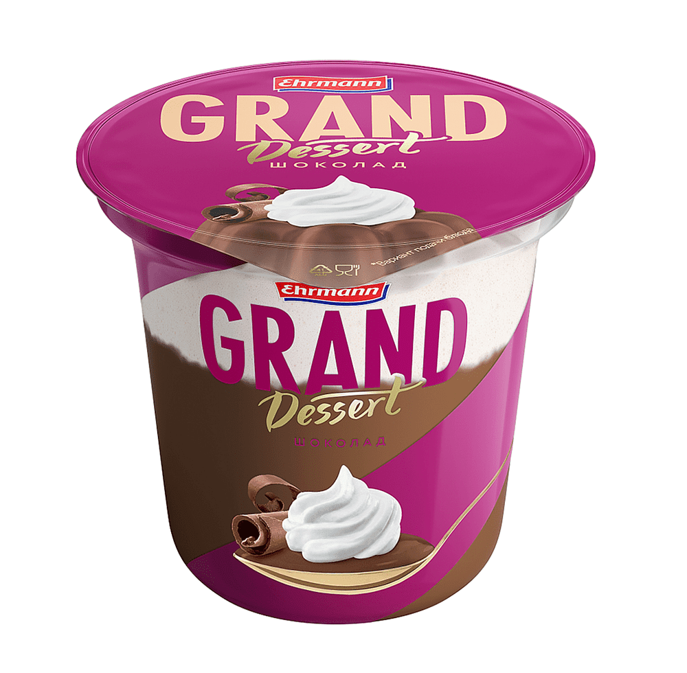Pudding with whipped cream and chocolate "Ehrmann Grand Dessert" 200g, richness: 5.2%