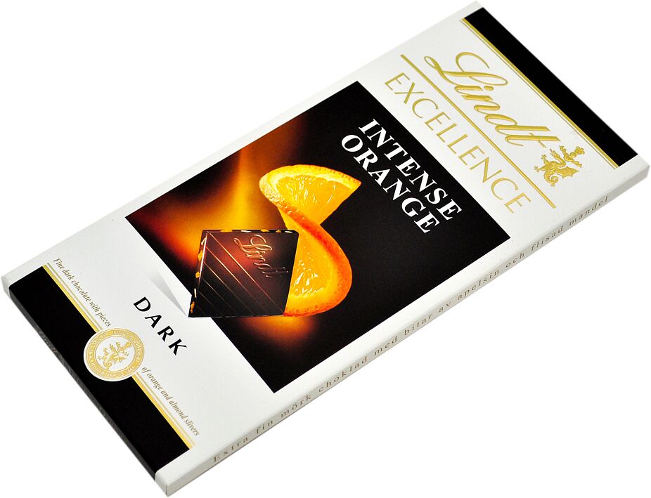 Dark chocolate bar with orange & almond "Lindt Excellence Cocoa Extra Fine" 100g