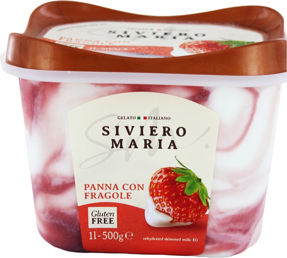 Мороженое клубничное "Siviero Maria Panna Con Fragole" 500г  